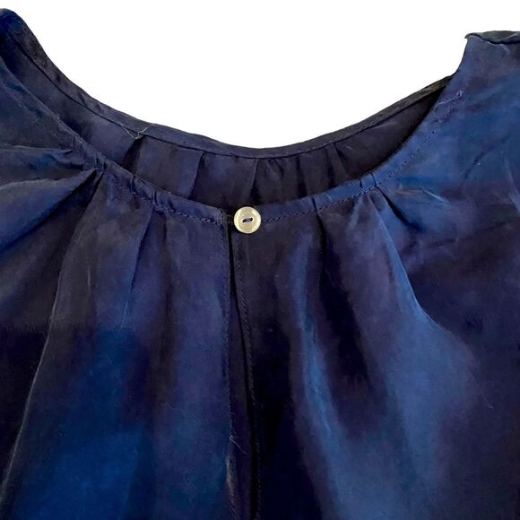 Calme by Johnny Was Navy blue silk long sleeve blouse NWT size Med. Luxury - Picture 5 of 9